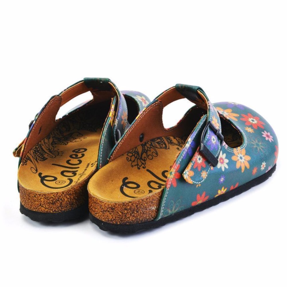 SOLD OUT - Goby Shoes - Floral Orange Red Blue Pink Daisy Clogs - Picture 5 of 6